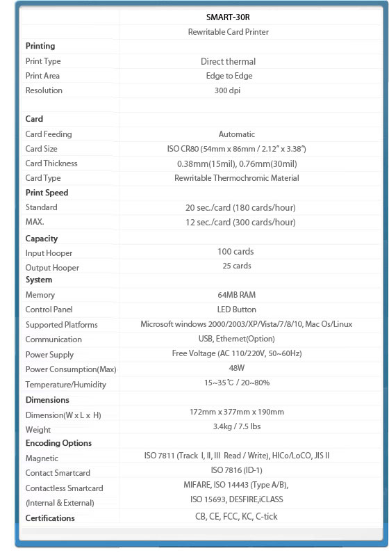 impresoras idp smart 30r rewritable especificaciones